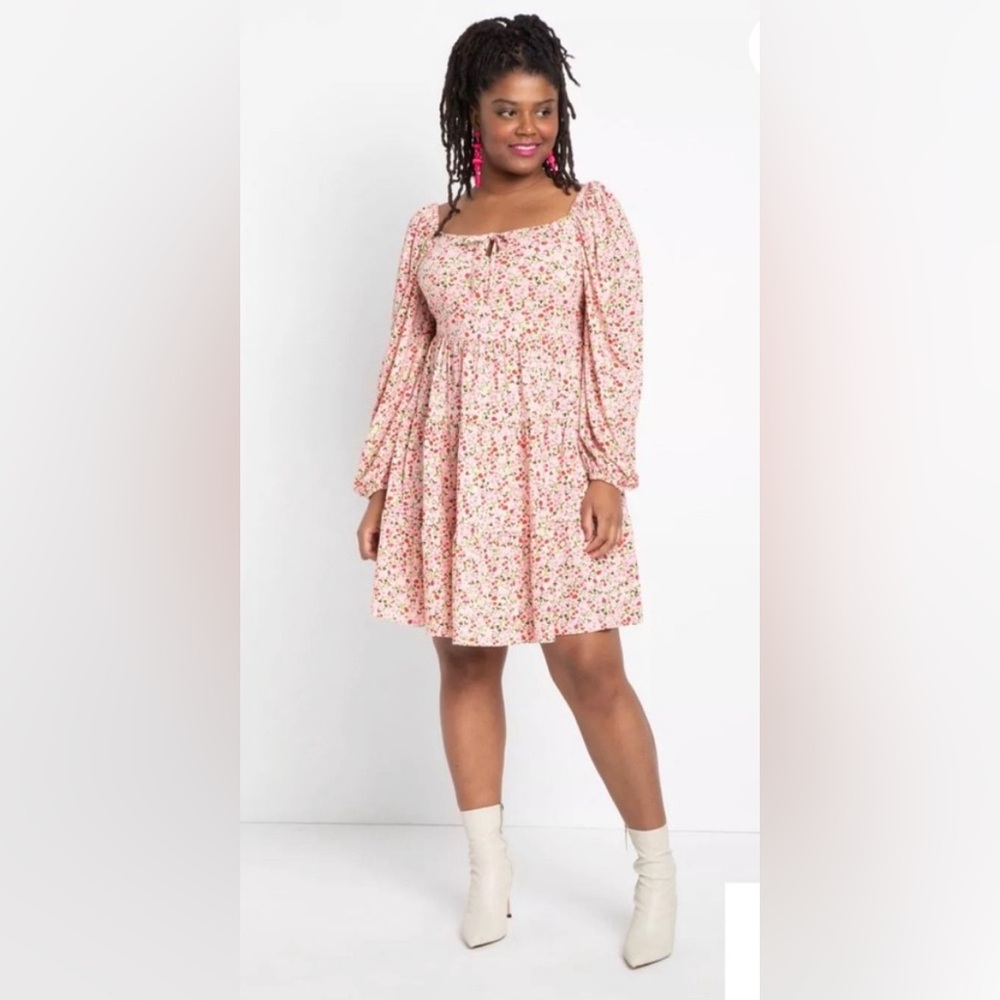Eloquii Pink Strawberry Cherry Dress Coquette Curvy Fun Flirty Flowy Party Date